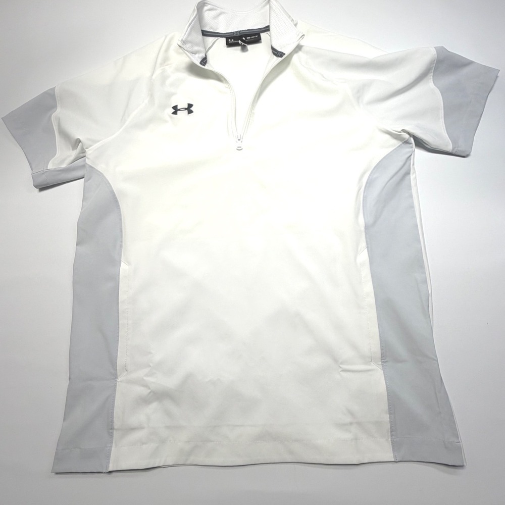 Under Armour White‎ Gray 1/4 Zip Performance Golf Top Mens Medium